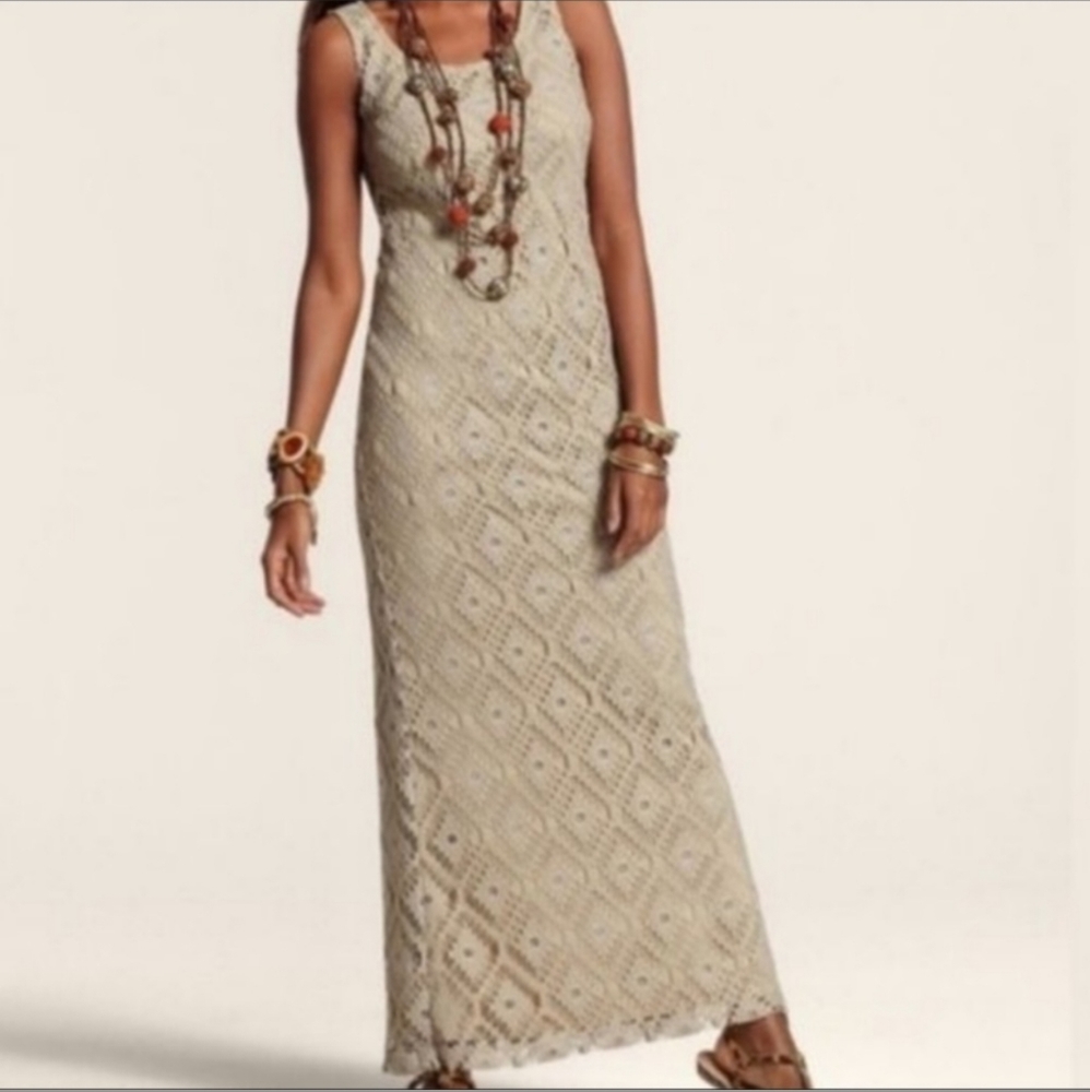Chico tan lace dress size 1 size 7/8